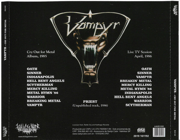 Vampyr - Cry Out For Metal - CD