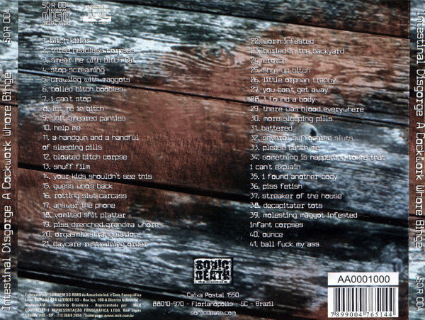 Intestinal Disgorge - A Cockwork Whore Binge - CD