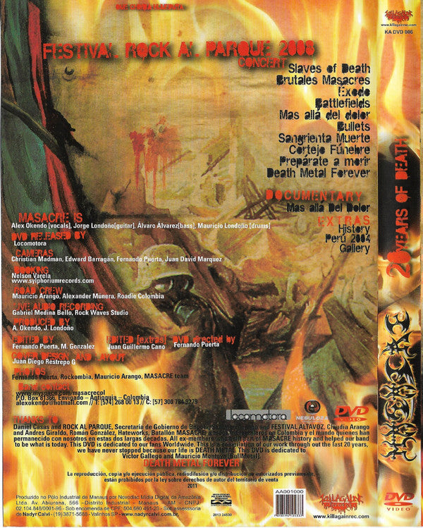 Masacre - 20 Years Of Death - DVD