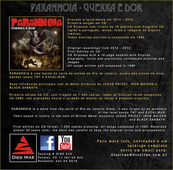 Parannoia - Guerra E Dor - CD