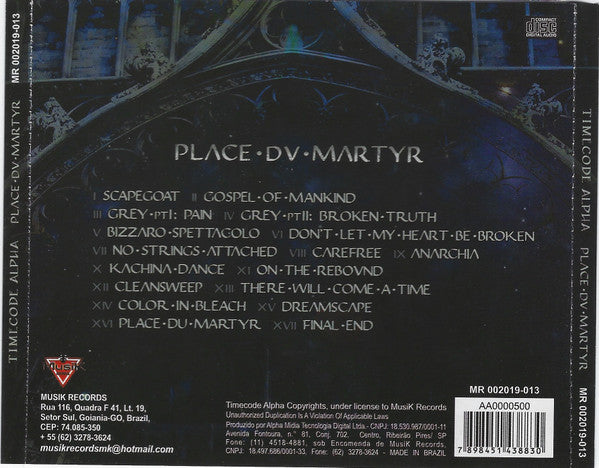 Timecode Alpha - Place Du Martyr - CD