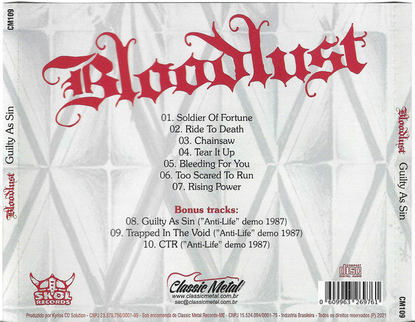 Bloodlust - Guilty As Sin - CD