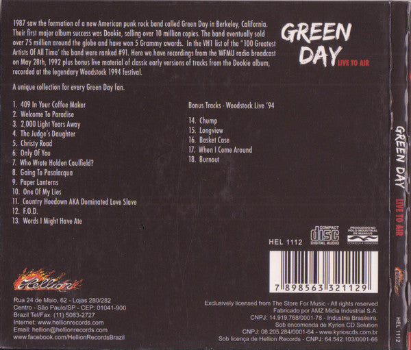 Green Day - Live to Air - CD