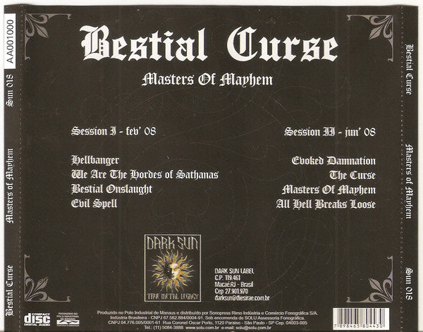 Bestial Curse - Masters Of Mayhem - CDr