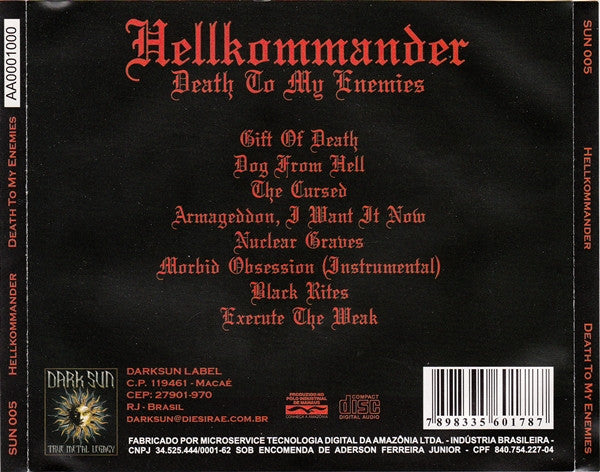 Hellkommander - Death To My Enemies - CD