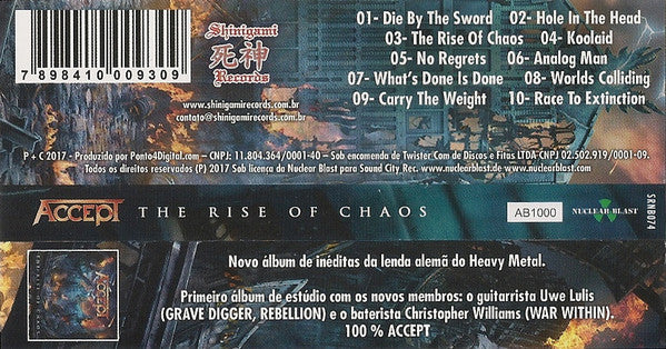 Accept – The Rise Of Chaos CD