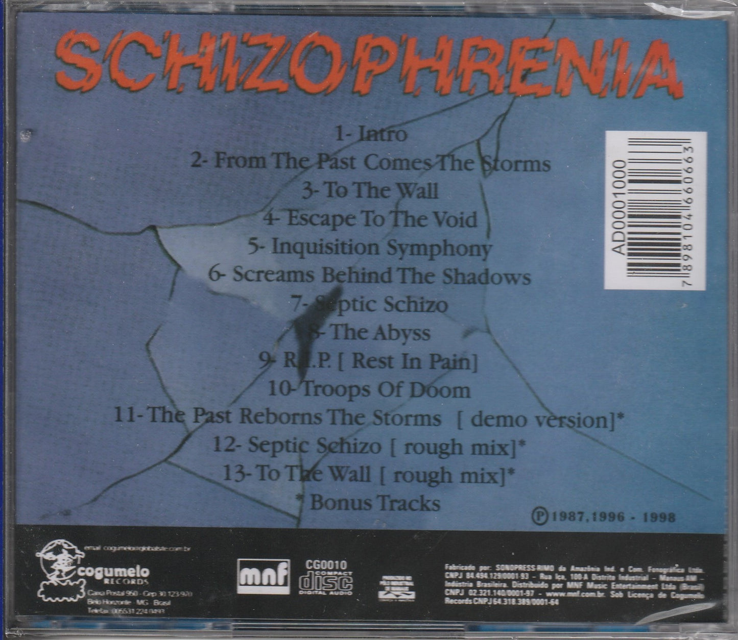 Sepultura – Schizophrenia CD "2001 Edition"