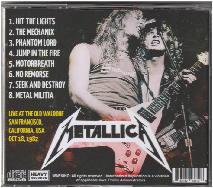 Metallica - Hit The Lights In San Francisco CD