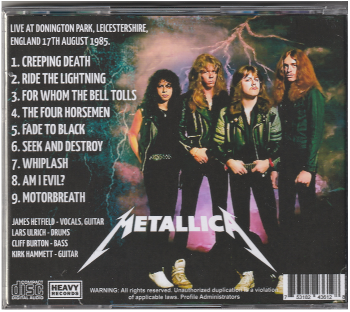 Metallica - Monsters Of Rock Donington Park 1985 CD