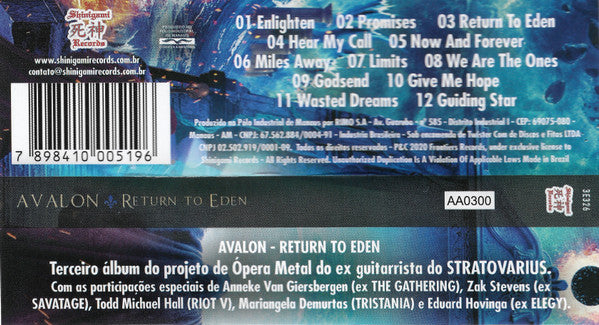 Timo Tolkki's Avalon - Return To Eden - CD