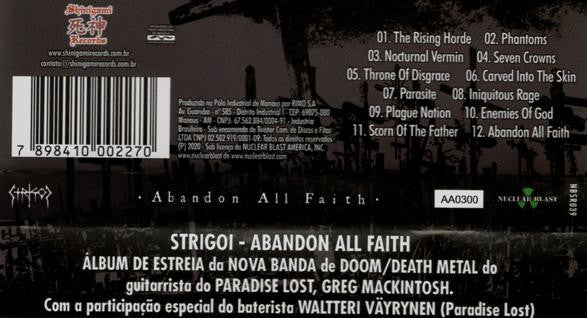 Strigoi  - Abandon All Faith - CD