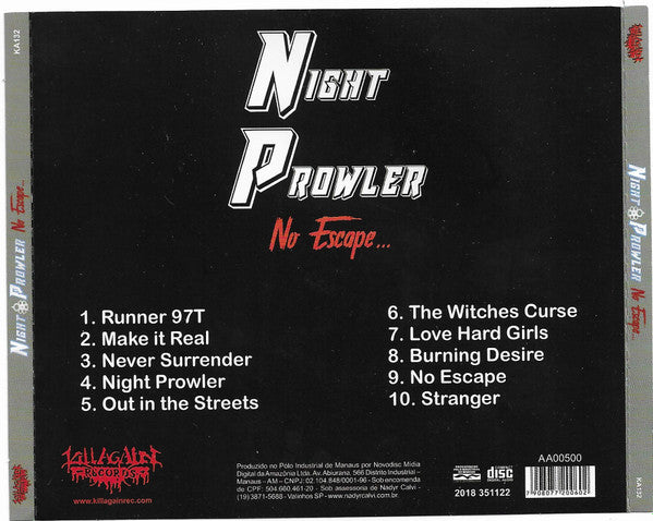 Night Prowler  - No Escape... - CD