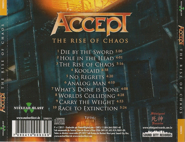Accept ‎– The Rise Of Chaos CD