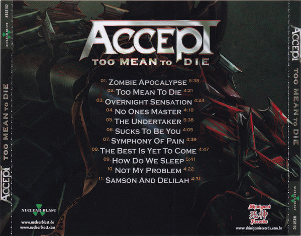 Accept ‎– Too Mean To Die CD