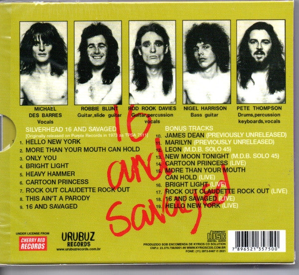 Silverhead - 16 And Savaged CD