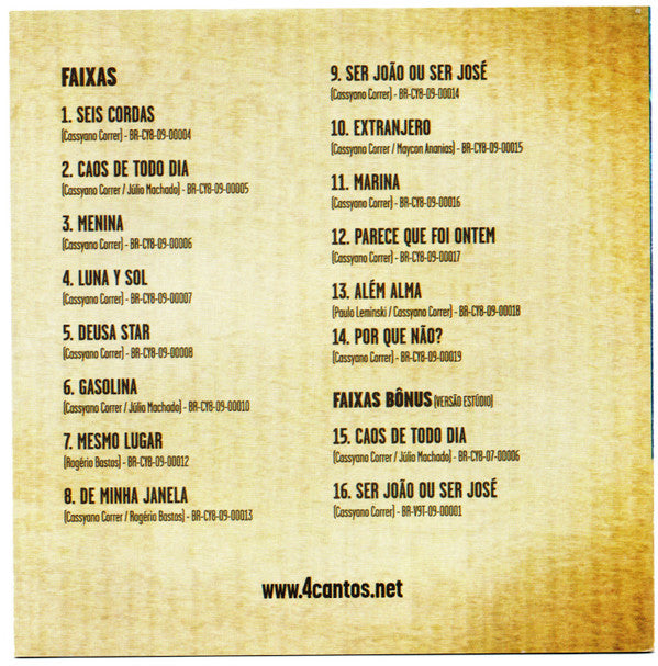 4 Cantos ‎– Ao Vivo Em Curitiba CD