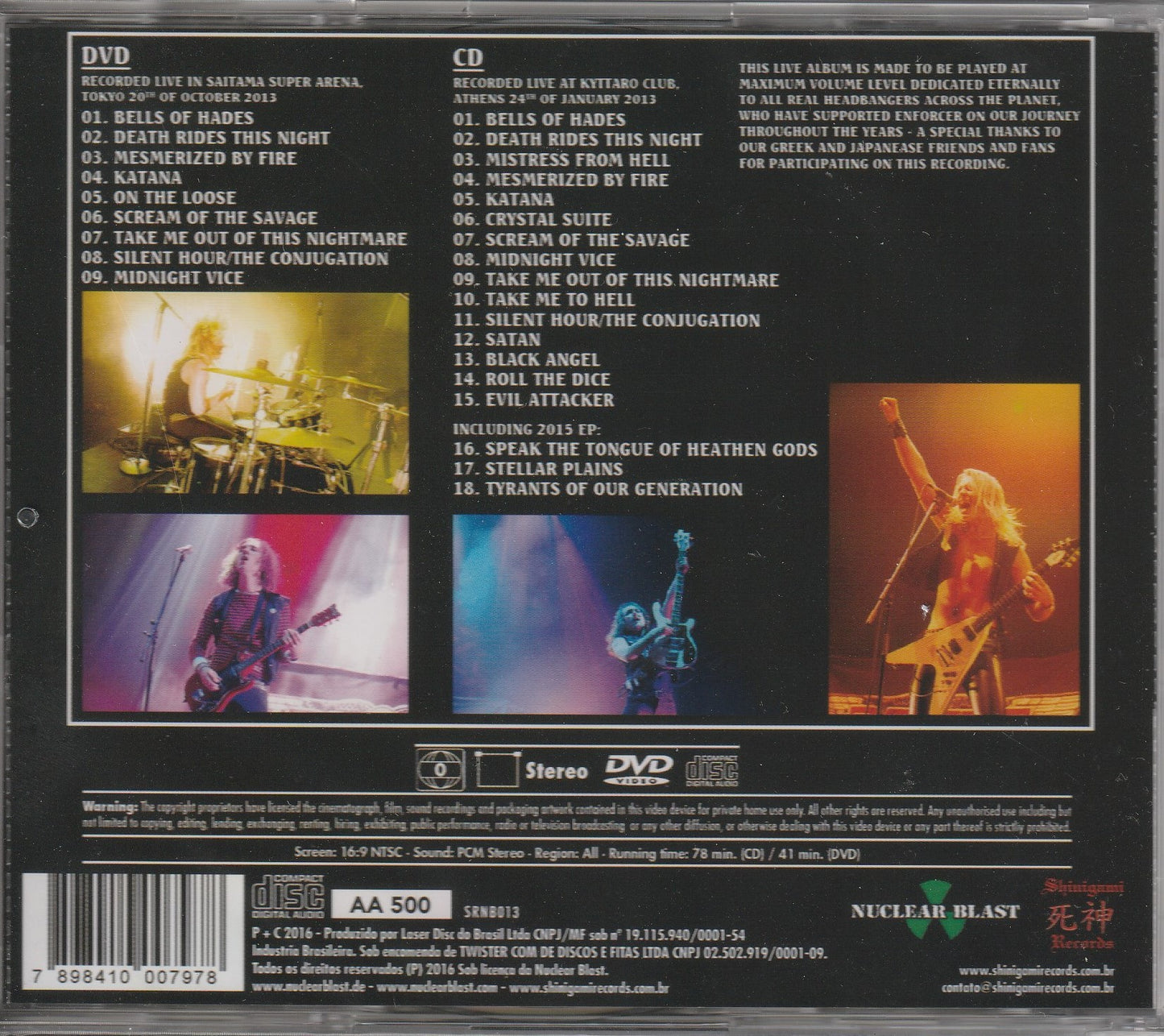 Enforcer  - Live By Fire CD/DVD