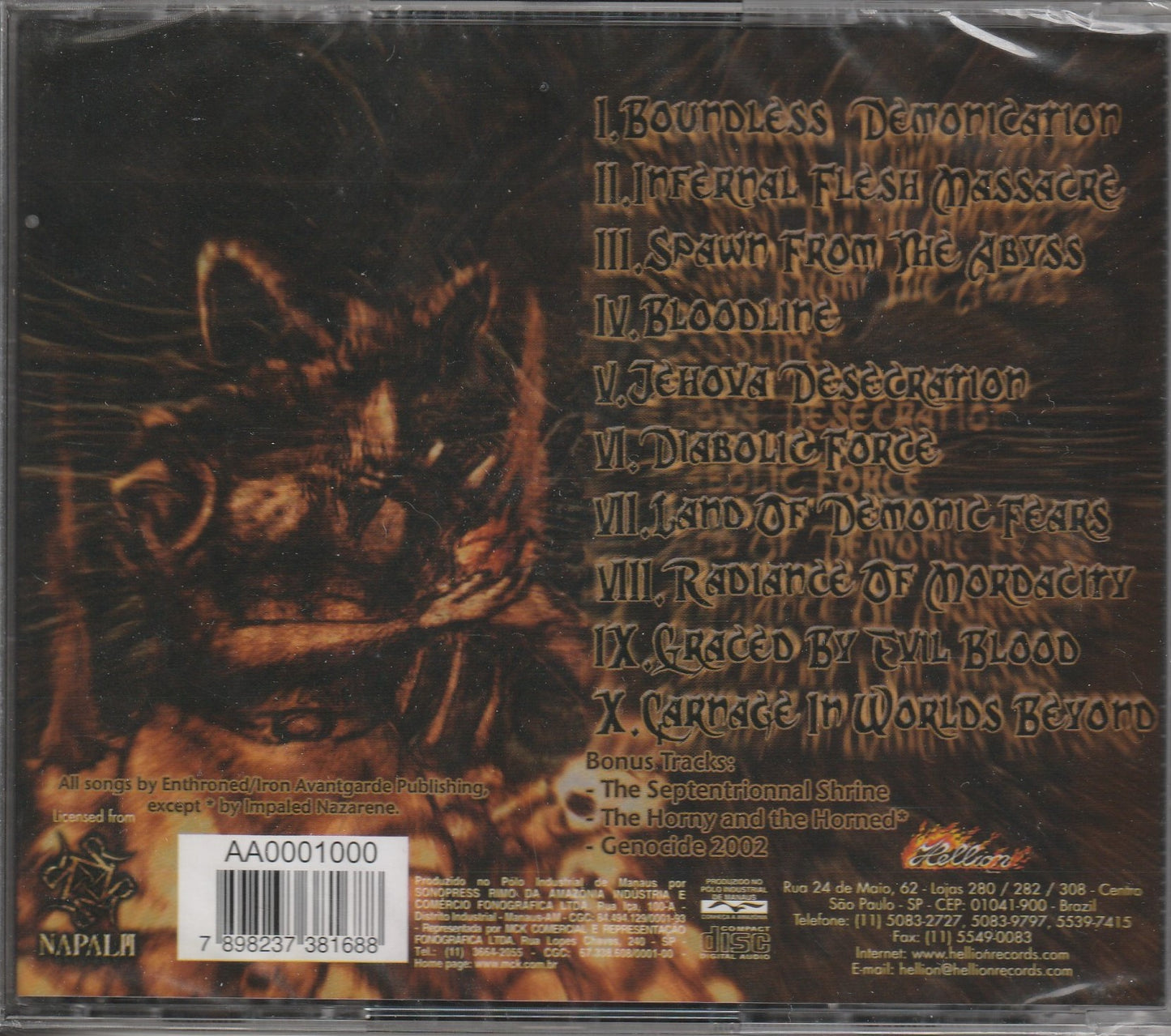 Enthroned ‎– Carnage In Worlds Beyond CD