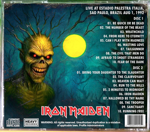 Iron Maiden - Fear In Sao Paulo Fear Of The Dark Tour 2xCD