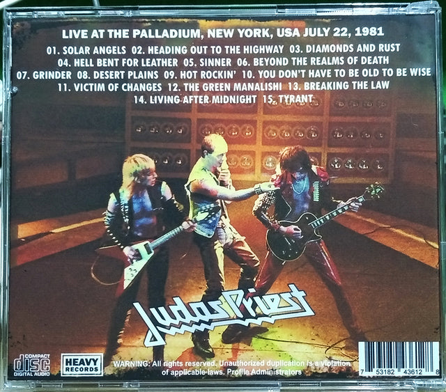 Judas Priest - Point Of Palladium Point Of Entry Tour CD
