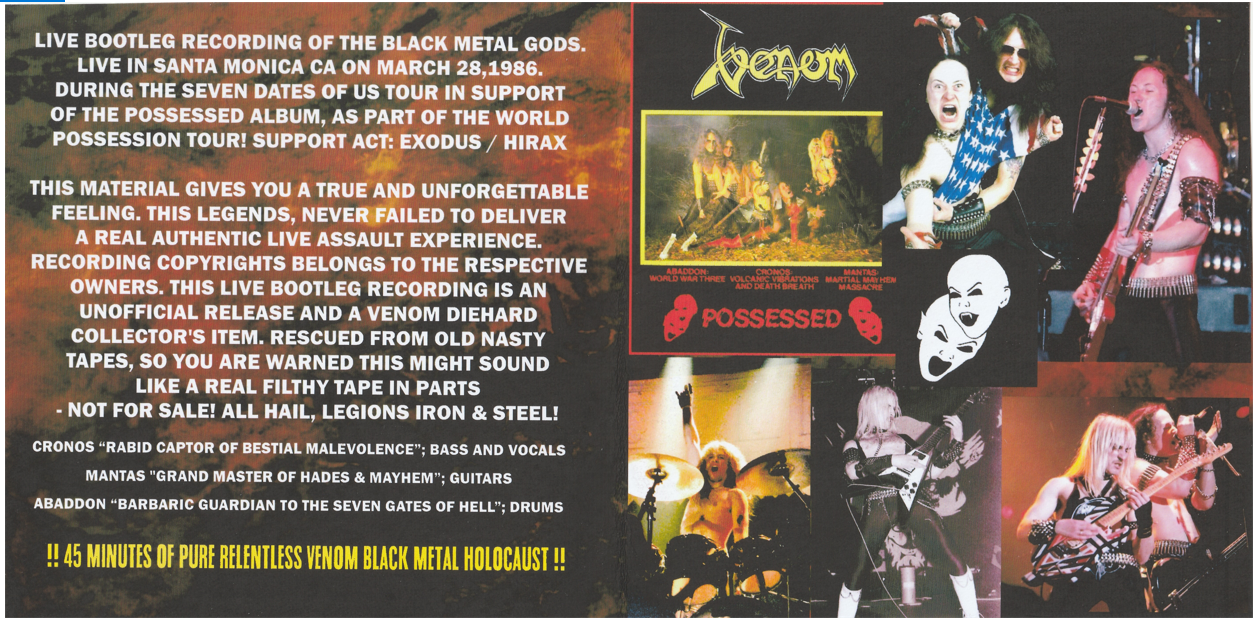 Venom - U.S. Possession Tour 86 CD