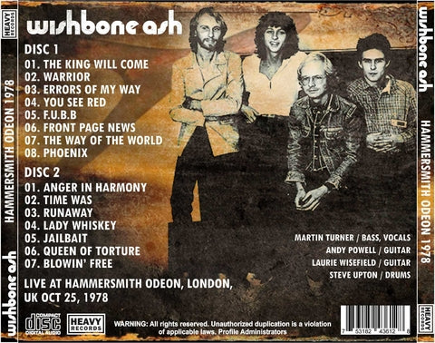 Wishbone Ash - Hammersmith Odeon 1978 2xCD